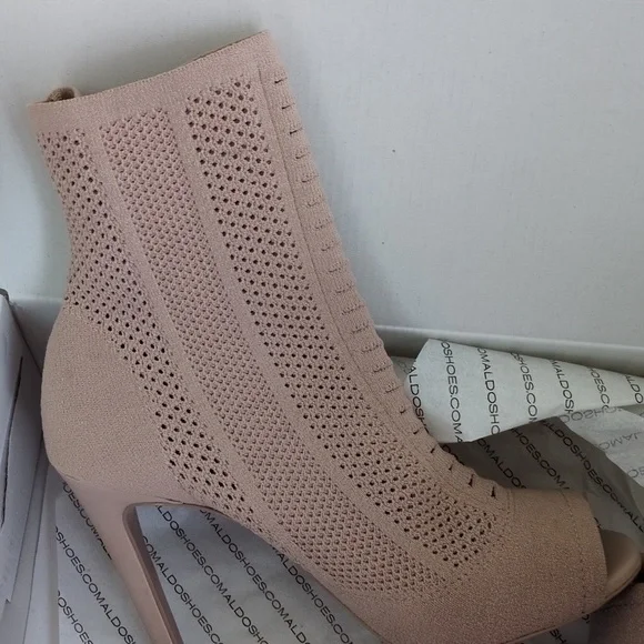 Aldo Peep Toe, Stretchy Knit Ankle Bootie Lt Pink - Picture 5 of 6